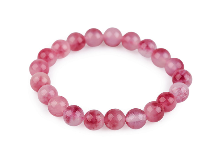 Náramek z minerálních, syntetických a skleněných korálků