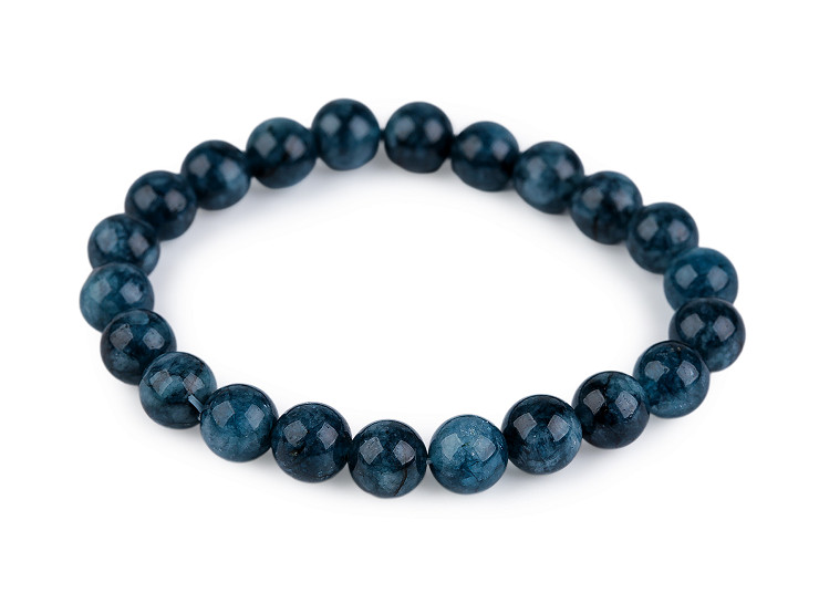 Náramek z minerálních, syntetických a skleněných korálků