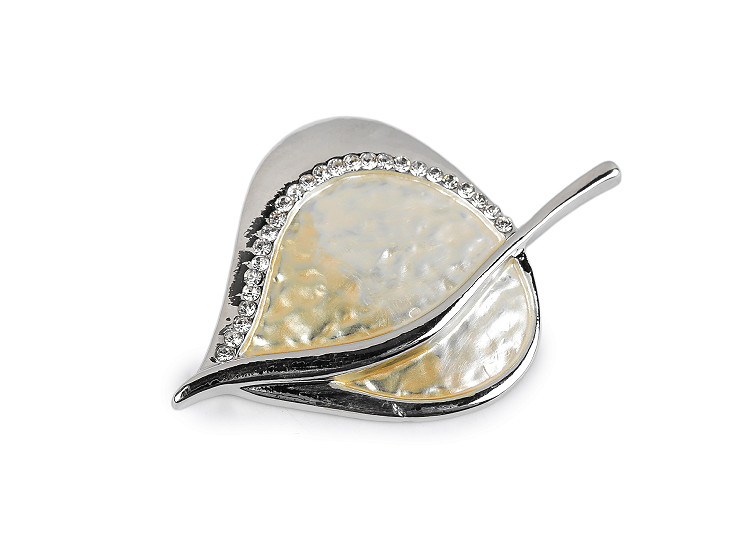 Broszka magnetyczna z szlifowanymi kamyczkami liść 