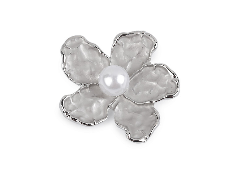 Broszka magnetyczna kwiat z perełką 