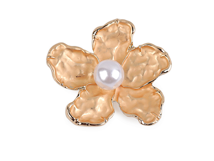 Broszka magnetyczna kwiat z perełką 