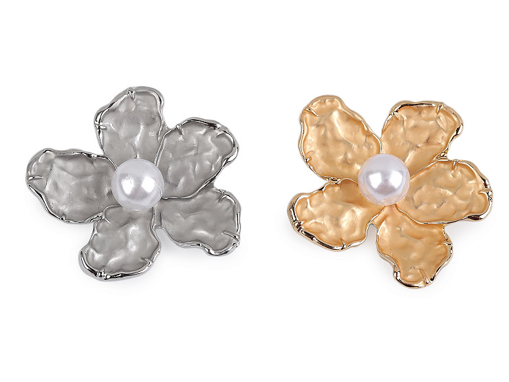 Broszka magnetyczna kwiat z perełką 