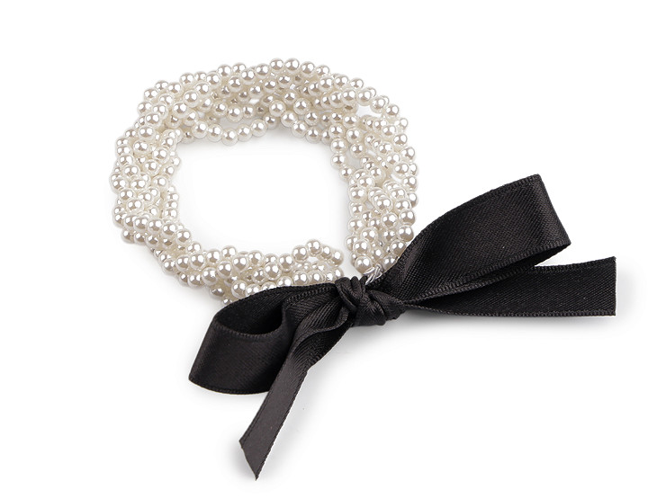 Perlová gumička do vlasů / náramek s mašlí
