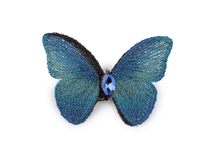 Brošňa motýľ textilný s brúseným kamienkom