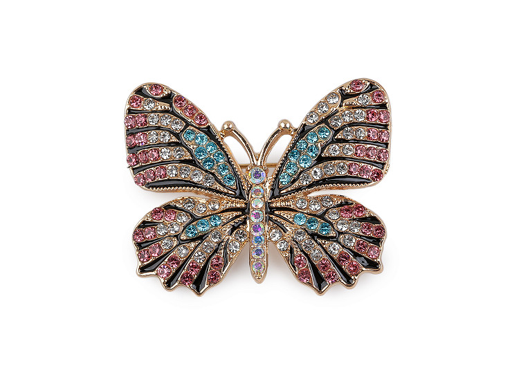 Brošňa s brúsenými kamienkami motýľ
