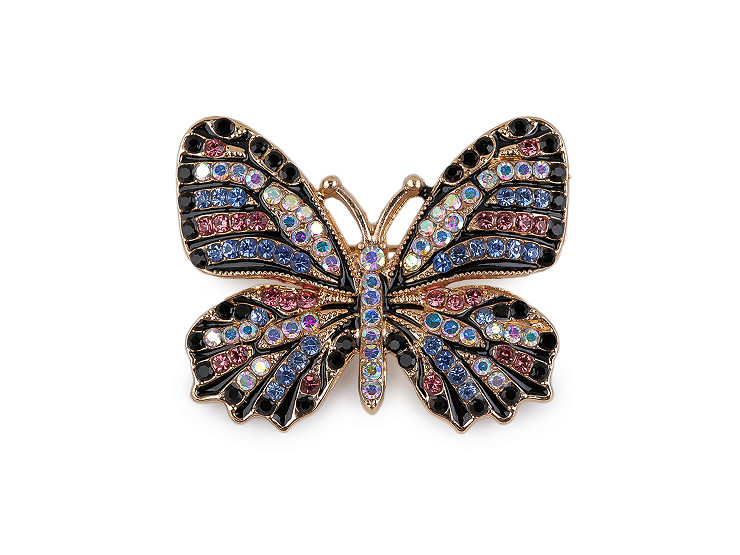 Brošňa s brúsenými kamienkami motýľ