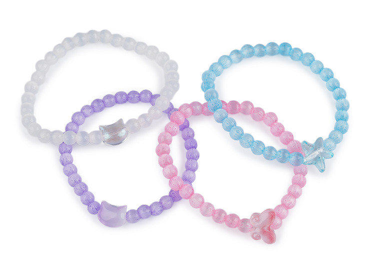 Üveggyöngy karkötő rugalmas macska, pillangó, csillag