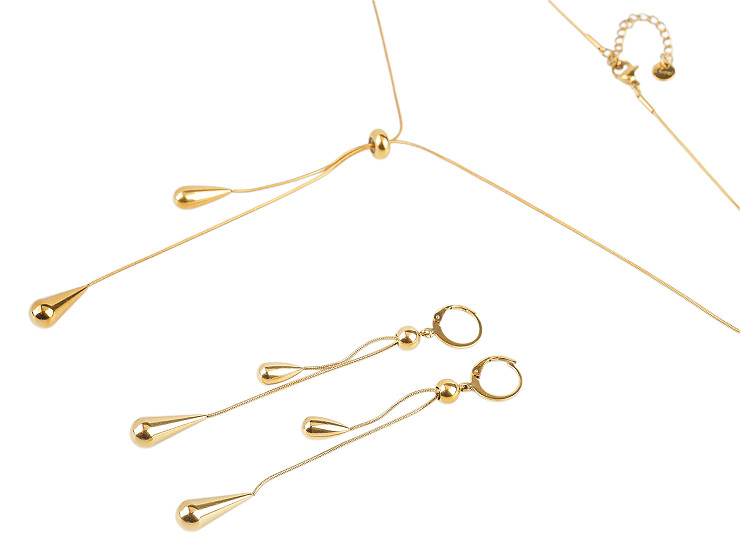 Stainless steel necklace and earring set