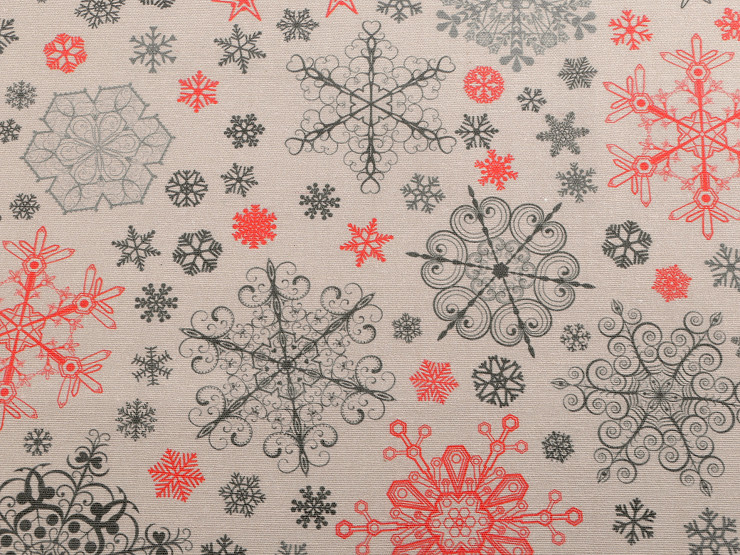 Decorative Fabric Loneta, Snowflakes