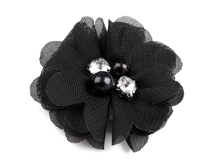 Fleur décorative en maille, Ø 5 cm, avec perles