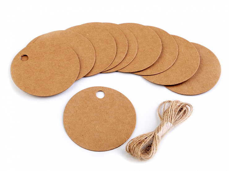 Paper Tag with Jute String heart, circle
