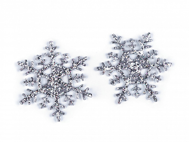 Toppa termoadesiva, motivo: fiocco di neve con glitter, Ø 4 cm