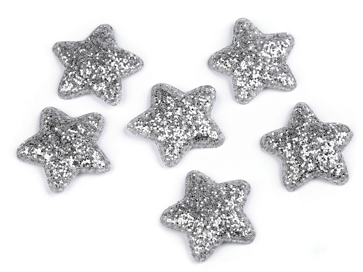 Glitter Star Applique / Padded Soft Star Decoration Ø50 mm