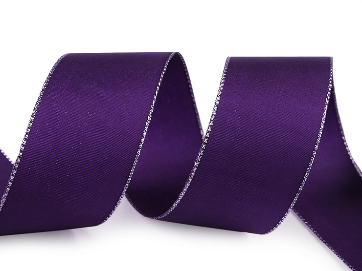 Panglică din tafta cu lurex, lățime 40 mm