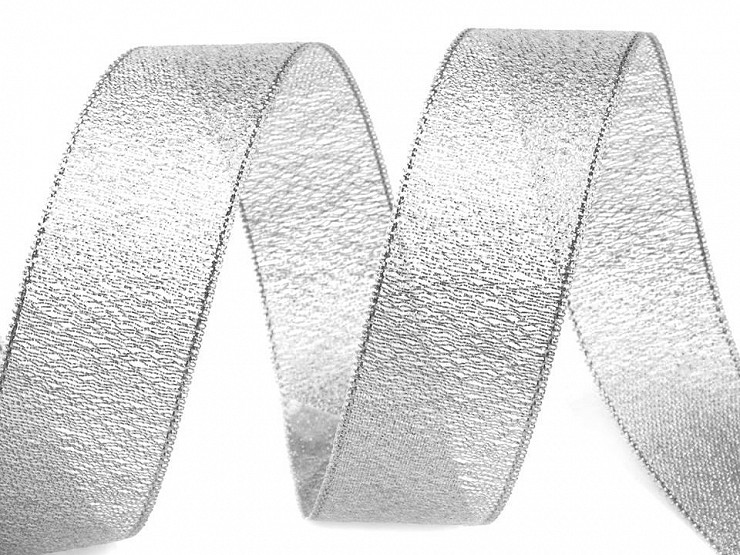 Wstążka brokatowa szerokość 25 mm z lureksem