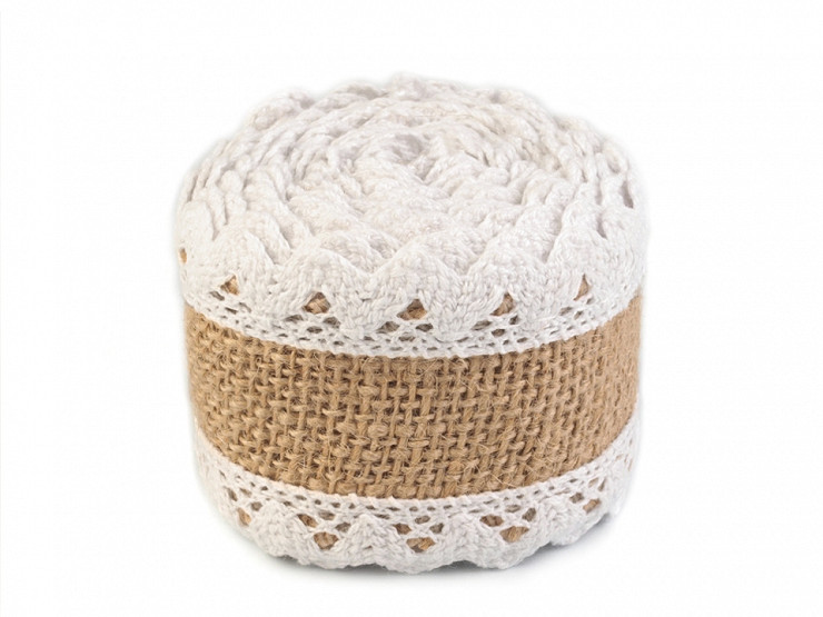 Jute Ribbon with Cotton Lace width 54 mm