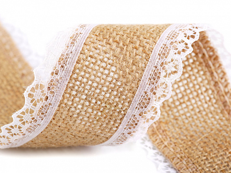 Jute Ribbon with Lace width 50 mm