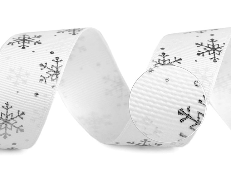 Grosgrain Ribbon Snowflake width 25 mm