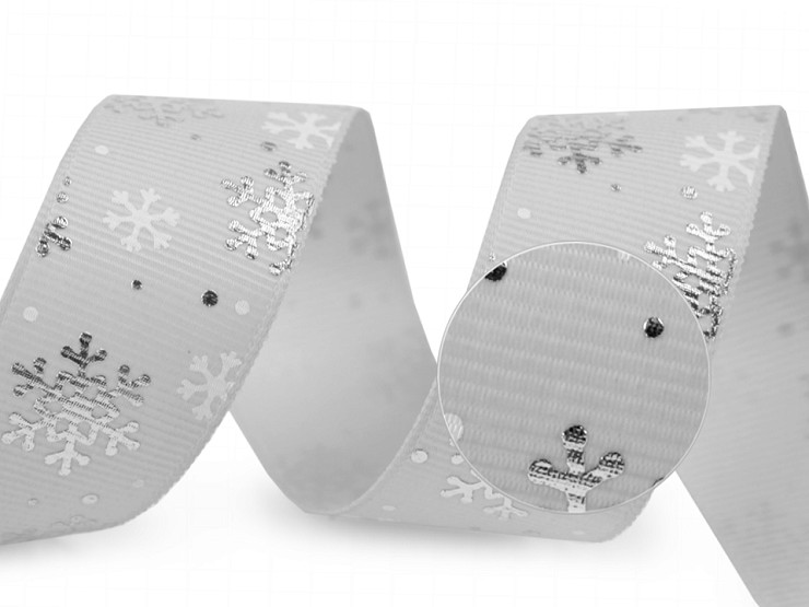 Grosgrain Ribbon Snowflake width 25 mm