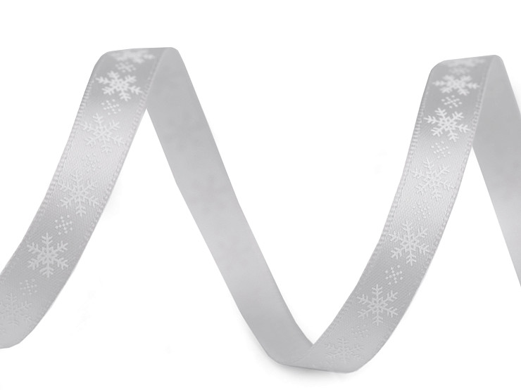Satin Ribbon Snowflakes width 10 mm