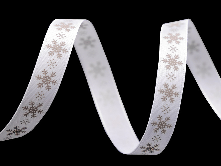 Satin Ribbon Snowflakes width 10 mm