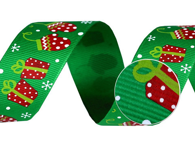 Wstążka rypsowa szerokość 25 mm motyw świąteczny
