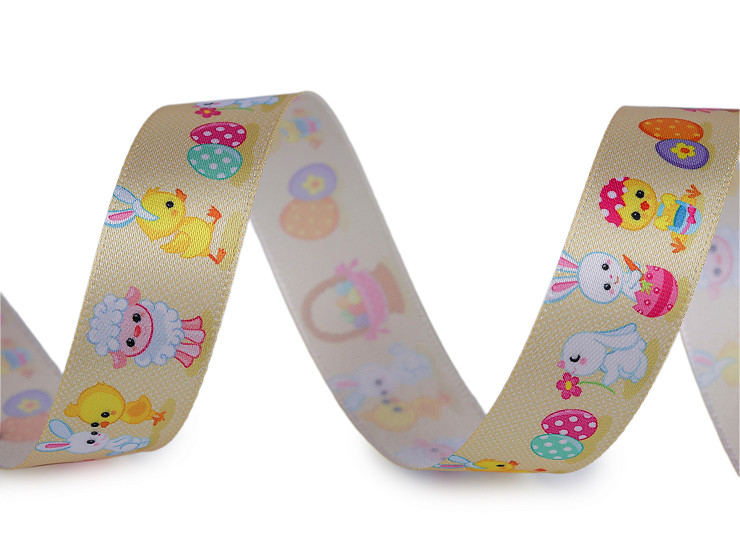 Osterband, Breite 20 und 25 mm, Küken, Ei, Wiese, Hase