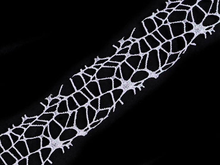 Christmas Ribbon Spider Web with Glitter width 40 mm