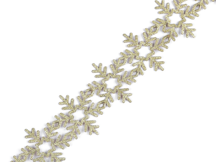 Passamaneria natalizia auto-adesiva, motivo: fiocchi di neve, larghezza: 35 mm