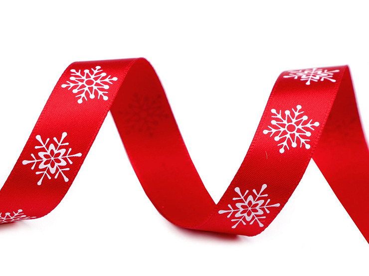 Christmas Metallic Ribbon, width 16 mm, snowflakes