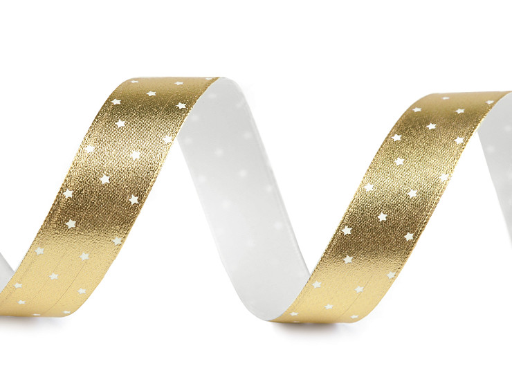 Christmas metallic ribbon, stars, width 16 mm