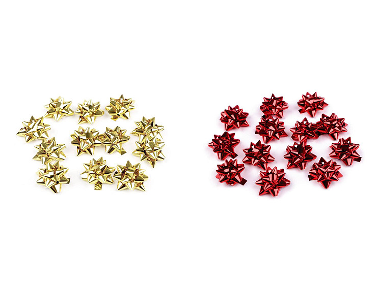 Mini Nœud cadeau, Étoiles décoratives en ruban métallisé, Ø 25 mm
