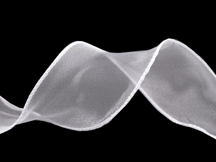 Panglică din organza cu luciu perlat, lățime 55 mm