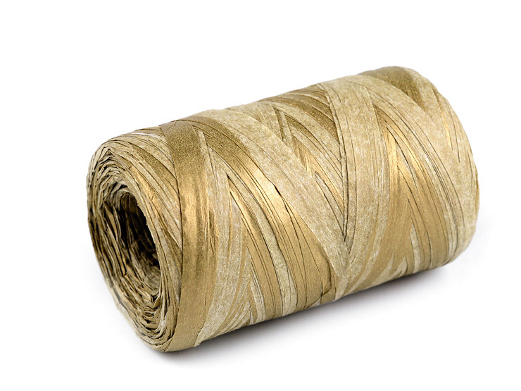 Raffia Yarn / Bast for knitting bags, metallic, width 5-8 mm
