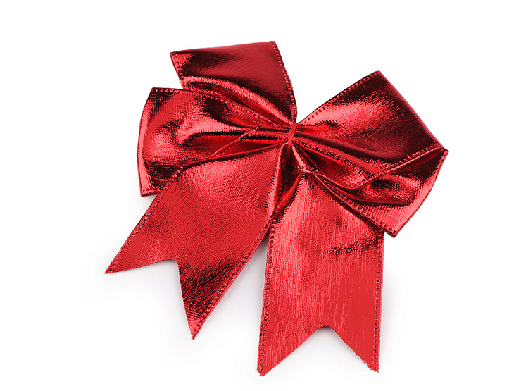 Christmas red metallic bow 10.5x12 cm