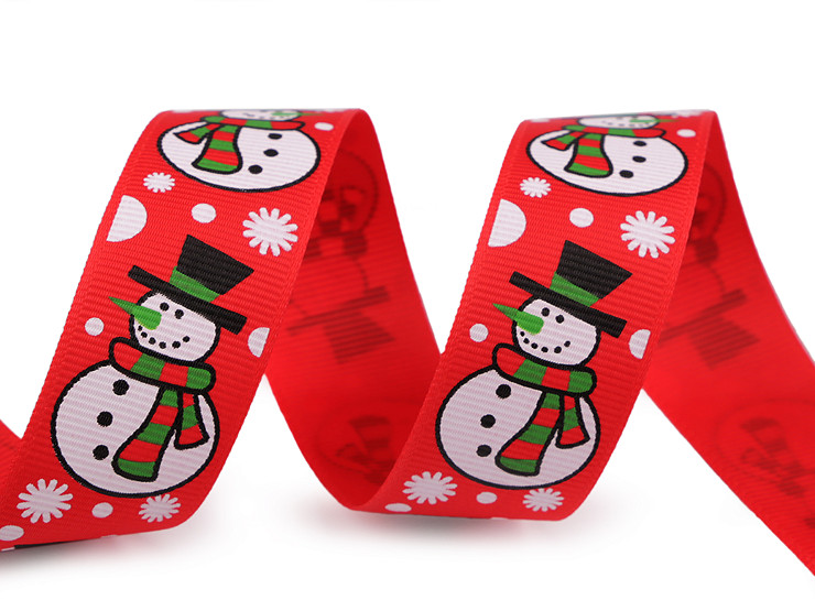 Christmas grosgrain ribbon snowman, width 25 mm