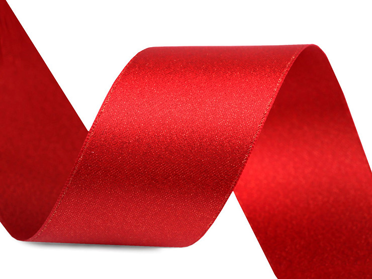 Double-sided satin ribbon with lurex shine, width 40 mm