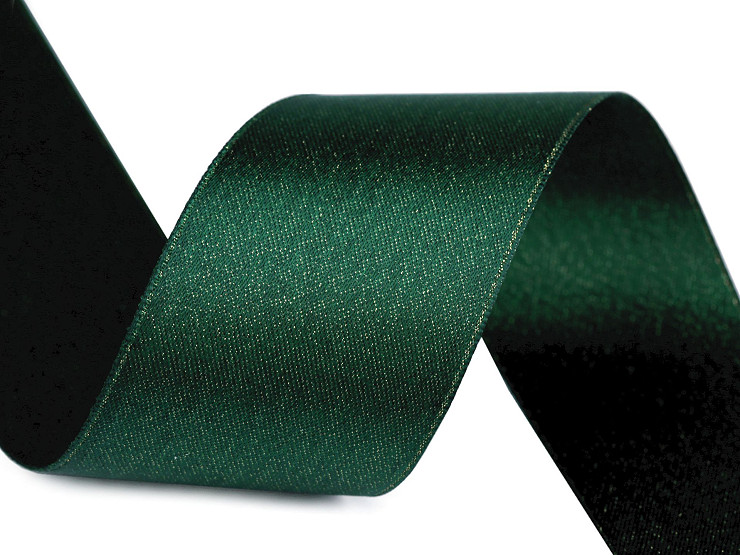 Double-sided satin ribbon with lurex shine, width 40 mm