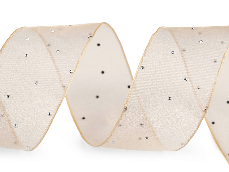 Nastro in organza, con strass, larghezza: 38 mm