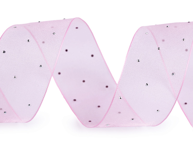 Nastro in organza, con strass, larghezza: 38 mm