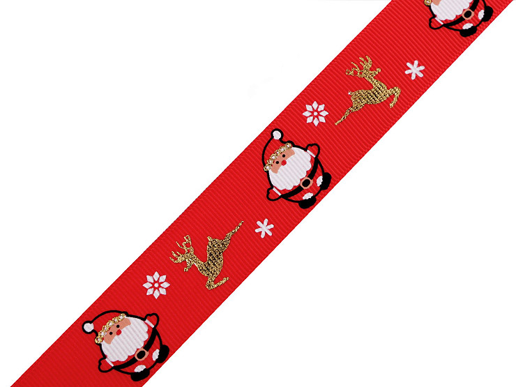 Christmas grosgrain ribbon with glitter, width 25 mm