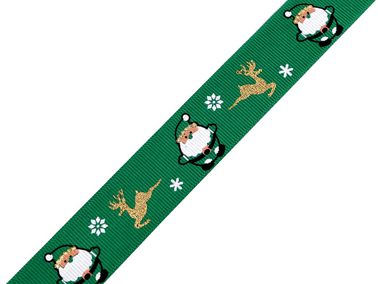 Christmas grosgrain ribbon with glitter, width 25 mm