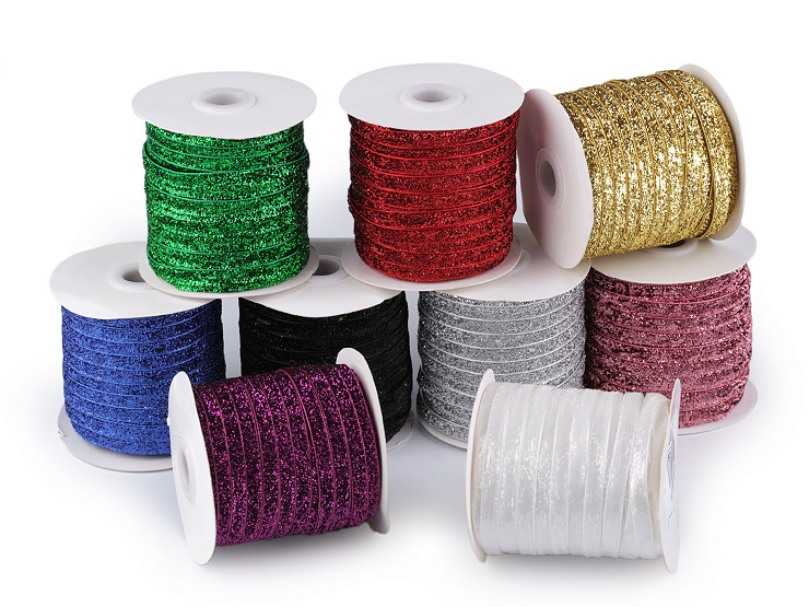 Velvet lurex ribbon, width 6 mm