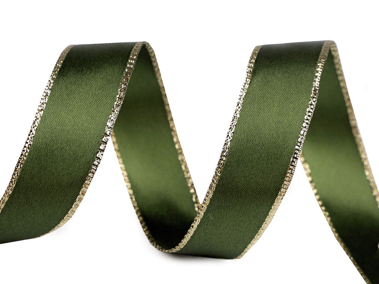 Satin ribbon with lurex edge and wire, width 24 mm