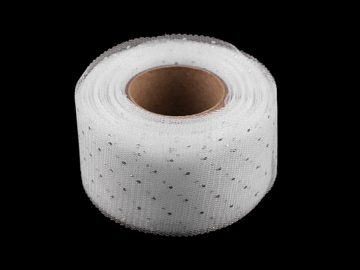 1 Rouleau De Ruban De Tulle Blanc Scintillant, Brillant