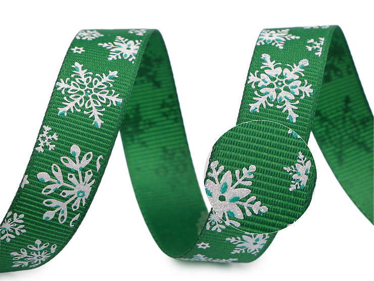 Cinta navideña Grosgrain con purpurina, ancho 15 mm
