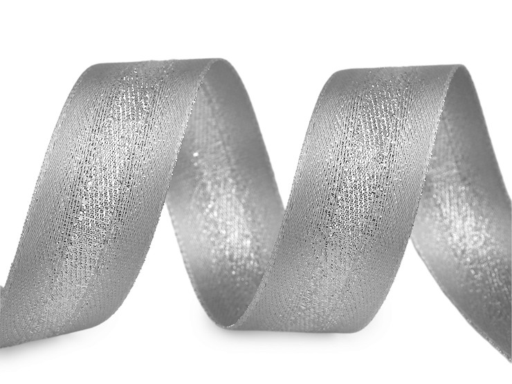 Atlasband mit Lurex beidseitig, Breite 25 mm