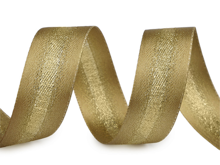 Atlasband mit Lurex beidseitig, Breite 25 mm