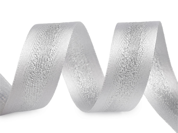 Szatén szalag lurexszel kétoldalas széles 25 mm atlasz szalag