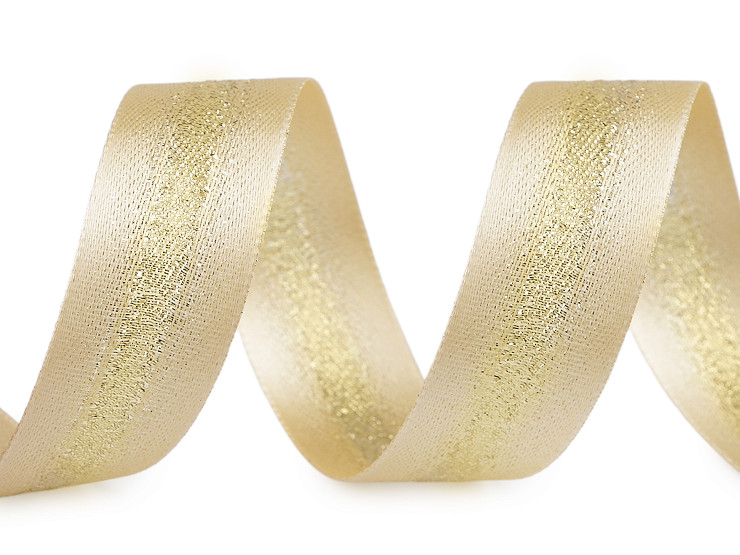 Atlasband mit Lurex beidseitig, Breite 25 mm